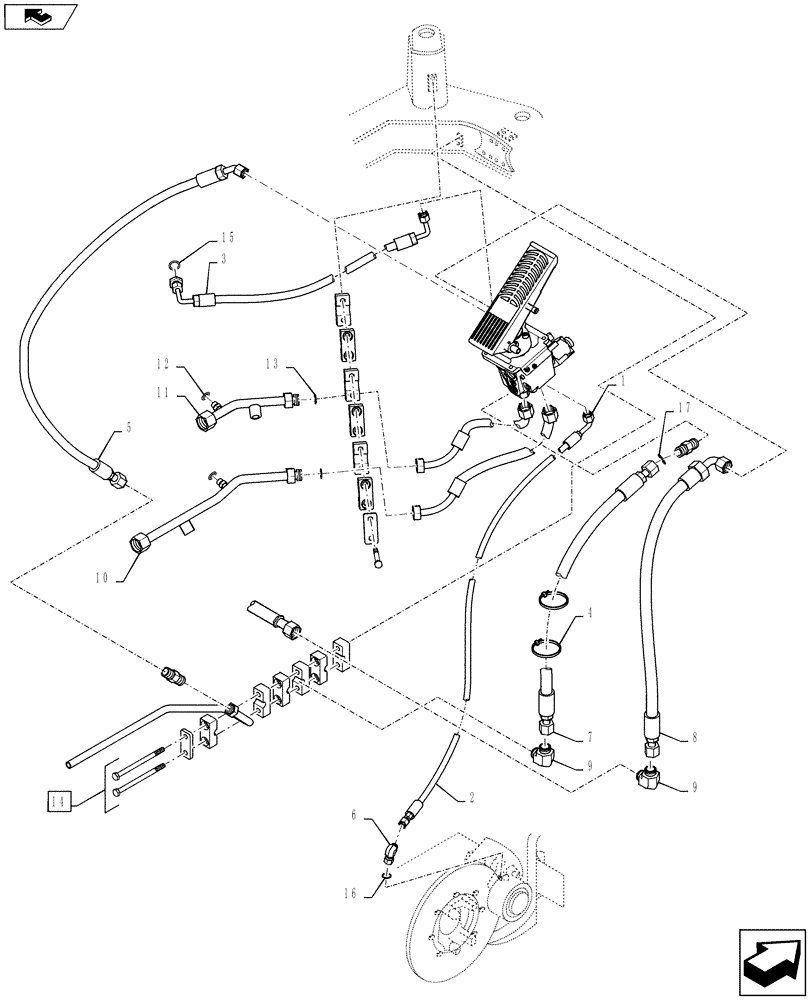 Схема запчастей Case 721F - (33.202.02[03]) - HYDRAULICS - MAIN BRAKE - PARKING BRAKE (33) - BRAKES & CONTROLS