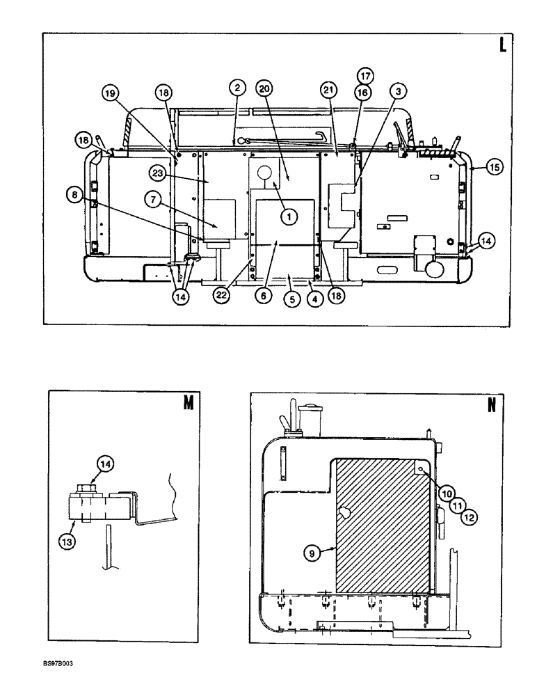 Схема запчастей Case 9060B - (9-036) - UPPER STRUCTURE - CONTINUED, *P.I.N EAC0601027 AND AFTER (09) - CHASSIS