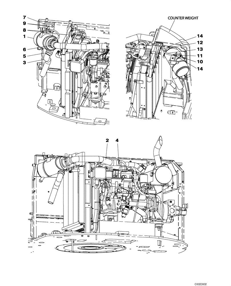 Схема запчастей Case CX80 - (02-02) - AIR CLEANER (02) - ENGINE