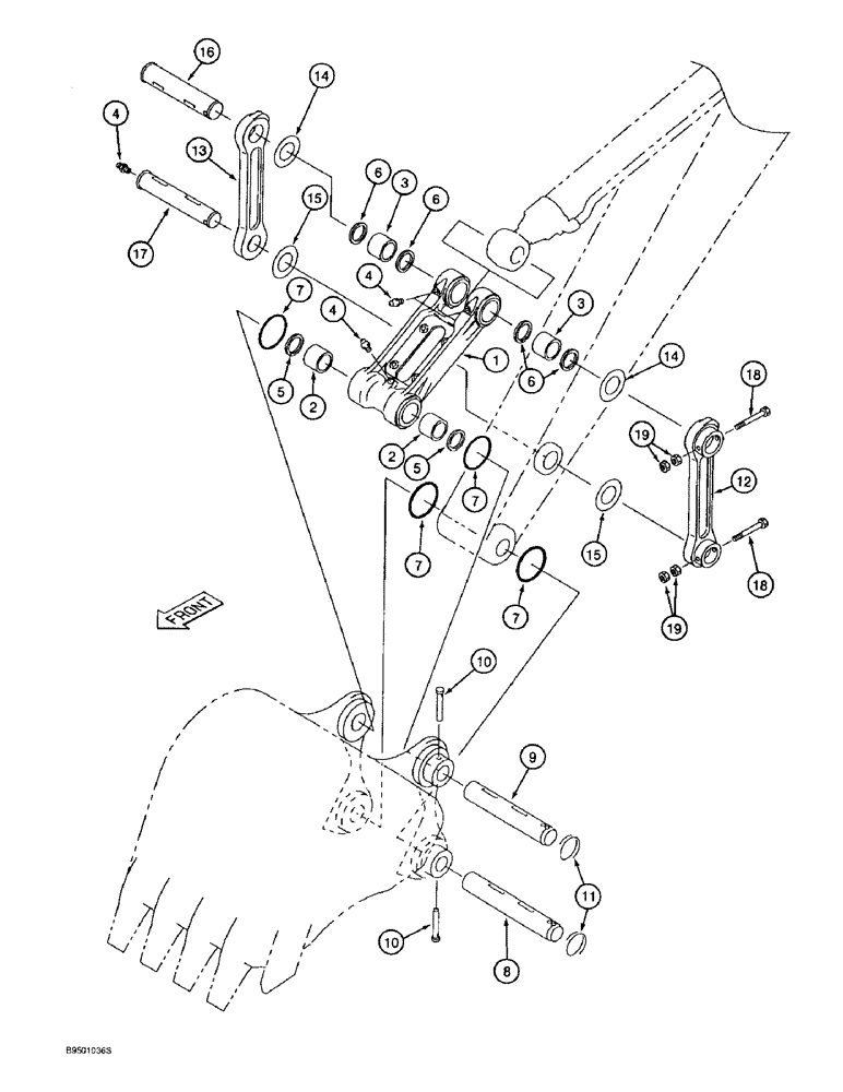 Схема запчастей Case 9020B - (9-092) - LINKAGE FOR SHORT ARM, 2.7 M (8 FT 10 IN) ARM (09) - CHASSIS