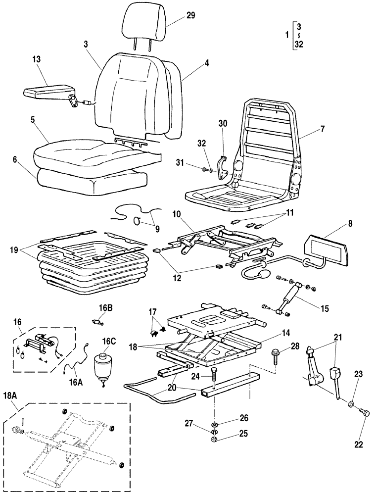 Схема запчастей Case CX350 - (09-049-00[01]) - SEAT PNEUMATIC (09) - CHASSIS