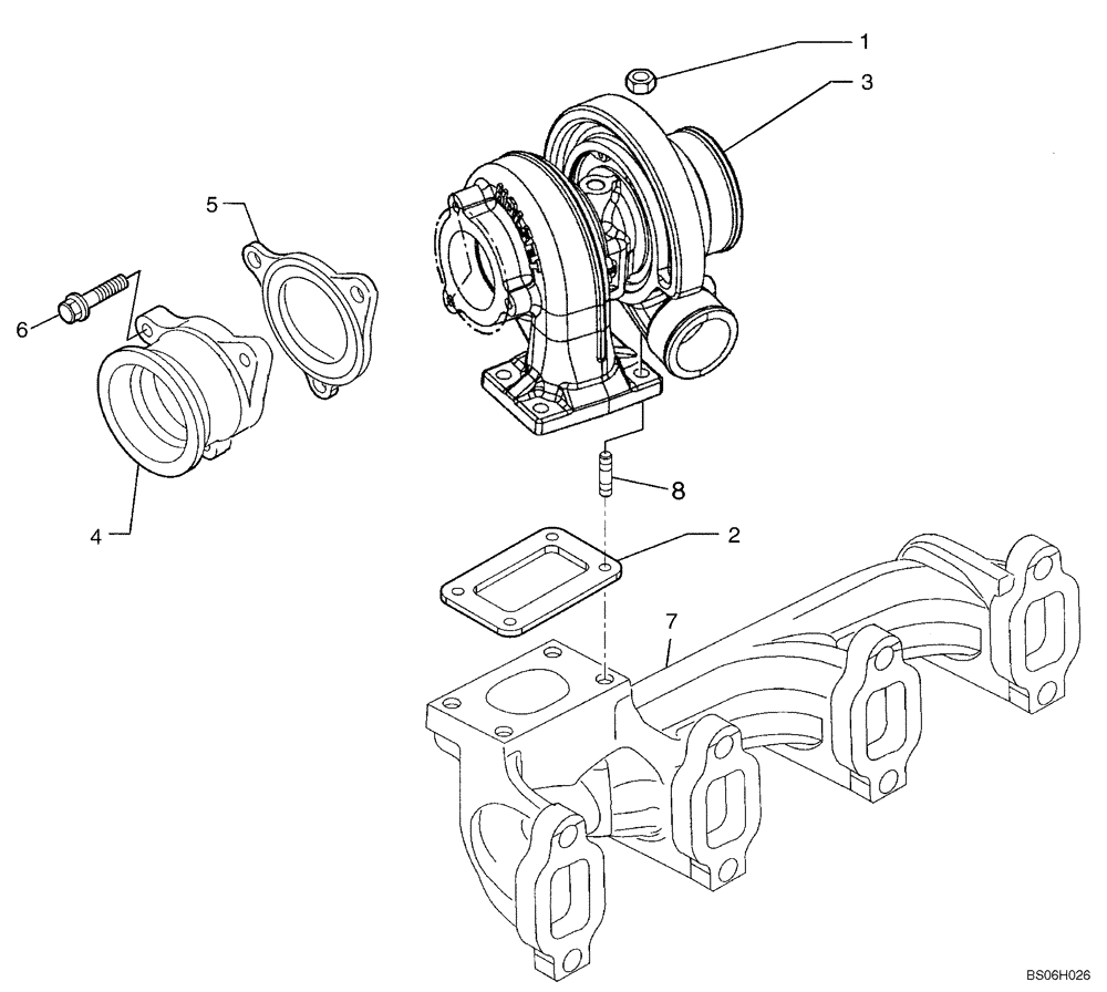 Схема запчастей Case 650K - (02-29) - TURBOCHARGER (02) - ENGINE