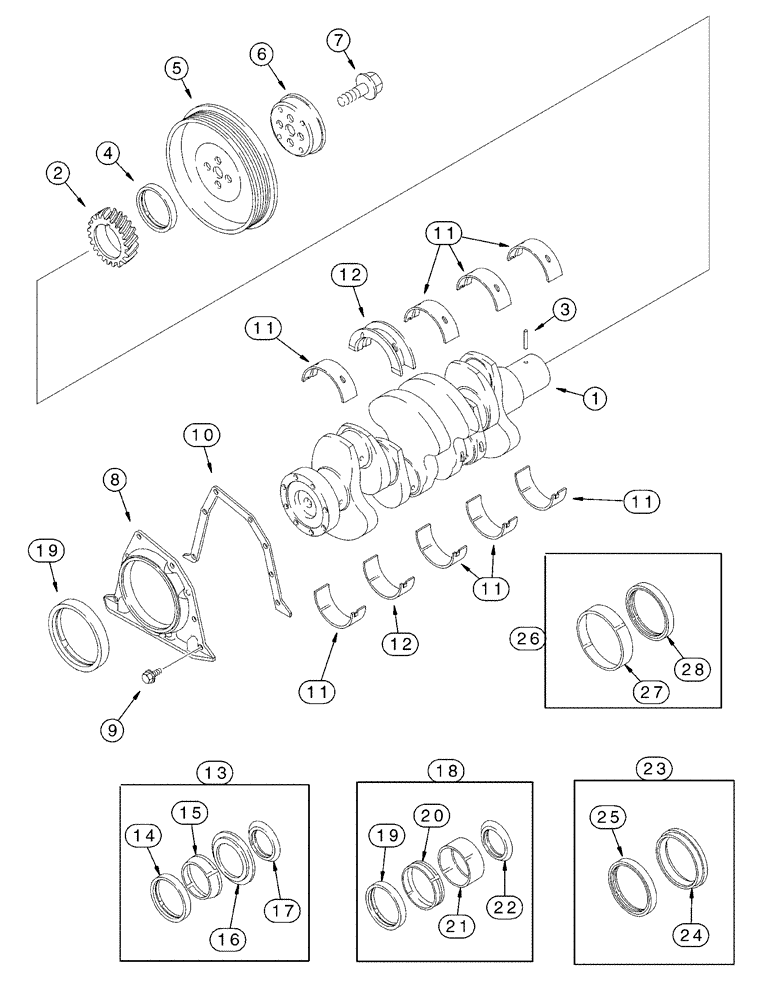 Схема запчастей Case 550H - (2-24) - CRANKSHAFT, 4-390/4T-390 EMISSIONS CERTIFIED ENGINE (02) - ENGINE