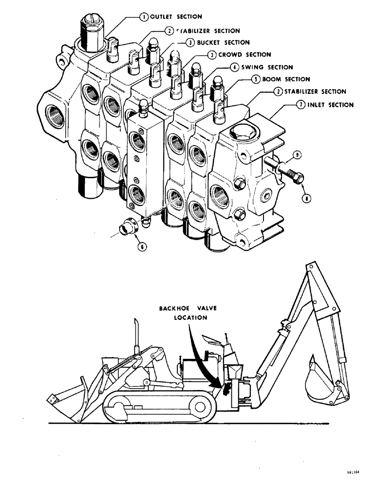 Схема запчастей Case 36 - (44) - D38705 BACKHOE CONTROL VALVE 