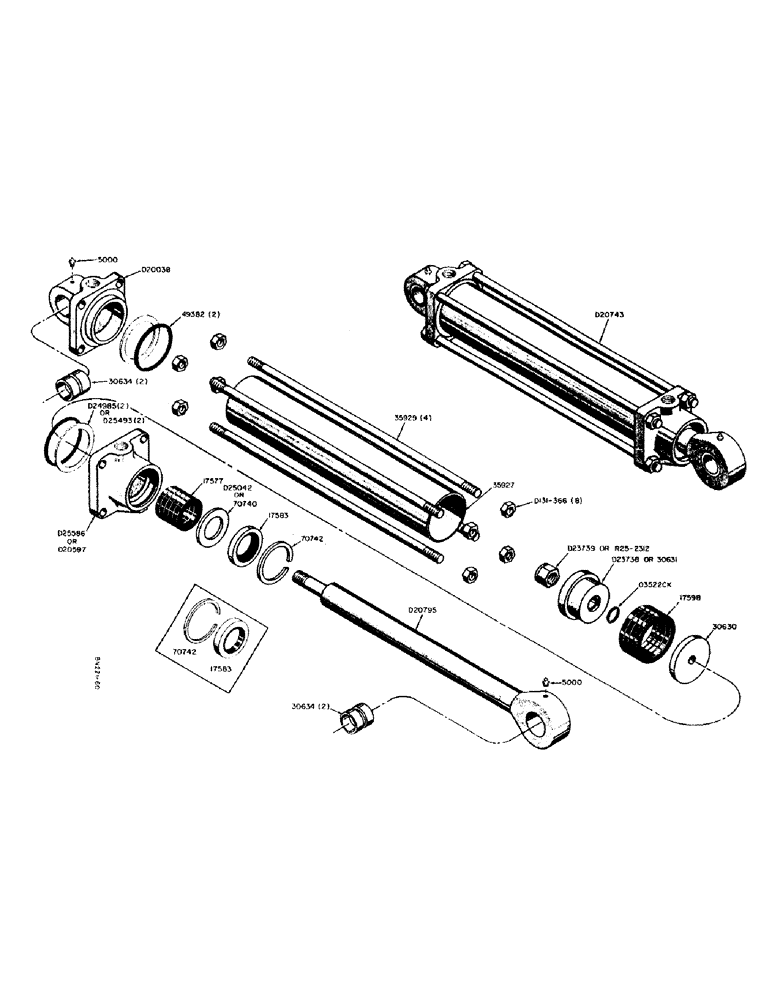 Схема запчастей Case 310 - (54) - D20743 HYDRAULIC LOADER LIFT CYLINDERS (1-1/2" ROD) 