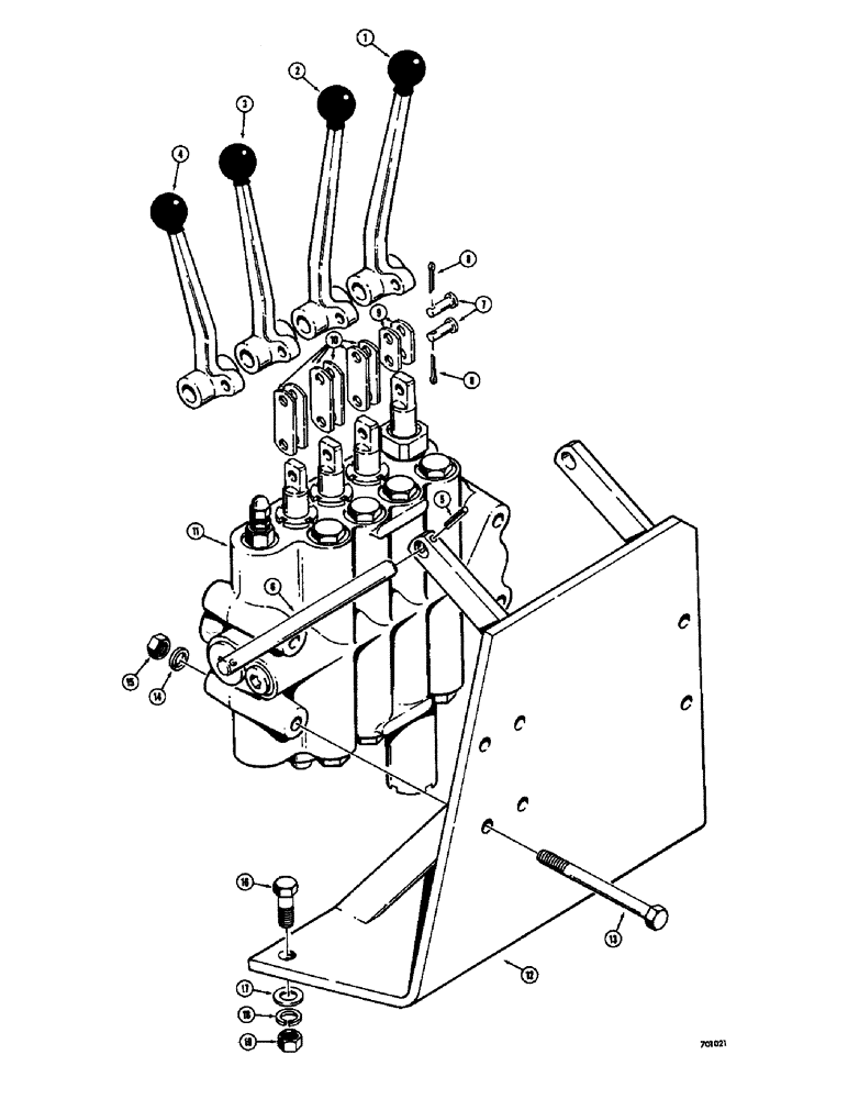 Схема запчастей Case 26 - (054) - 3 POINT HITCH CONTROL LEVERS, WITH UNIT BODY TYPE CONTROL VALVE 