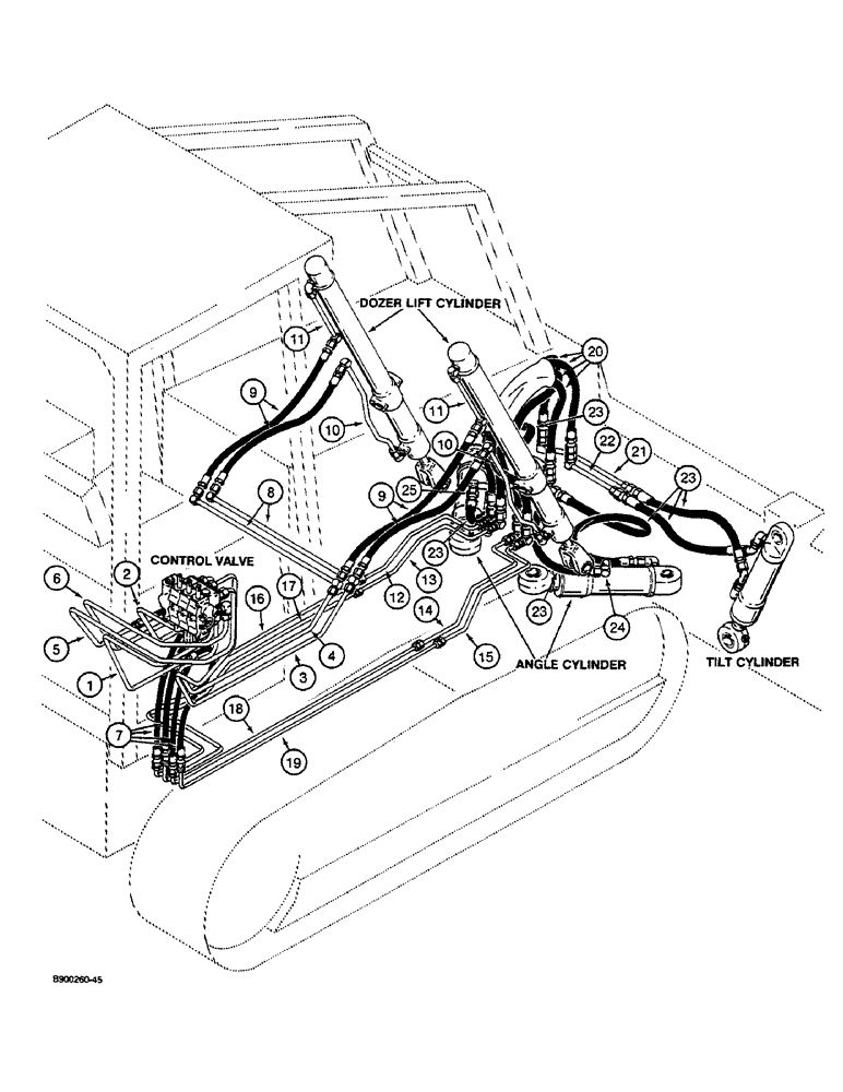 Схема запчастей Case 455C - (1-12) - PICTORIAL INDEX, DOZER LIFT, TILT, AND ANGLE HYDRAULIC CIRCUIT (00) - PICTORIAL INDEX