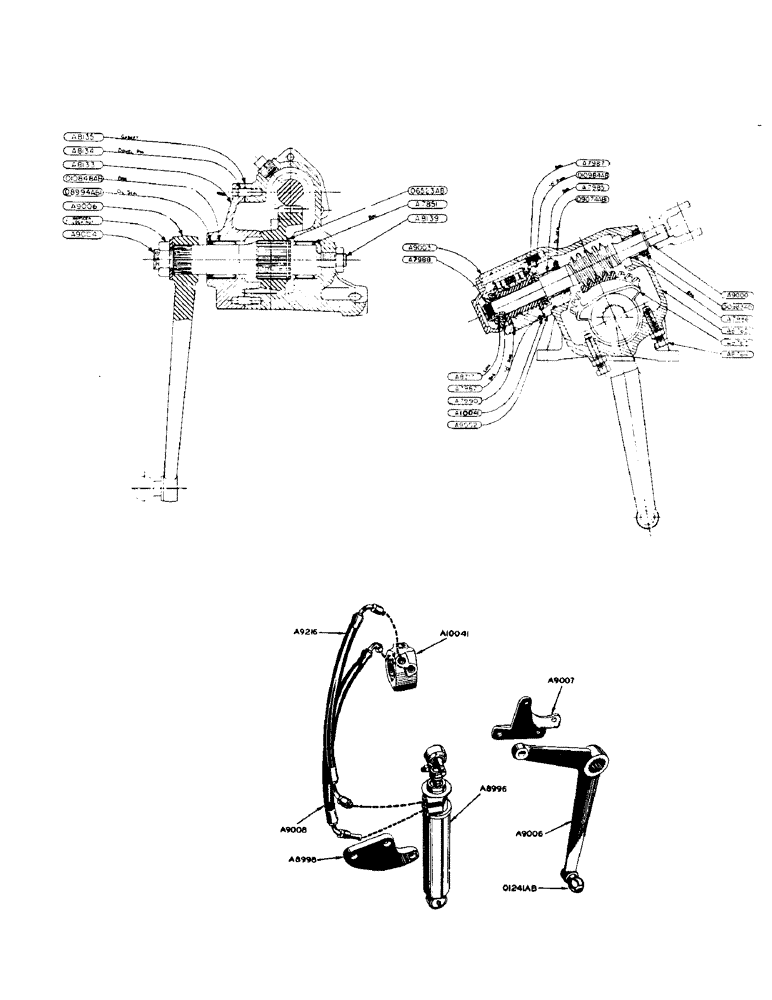 Схема запчастей Case 425 - (105) - POWER STEERING GEAR, PARTS FOR A8996 POWER STEERING CYLINDER (41) - STEERING