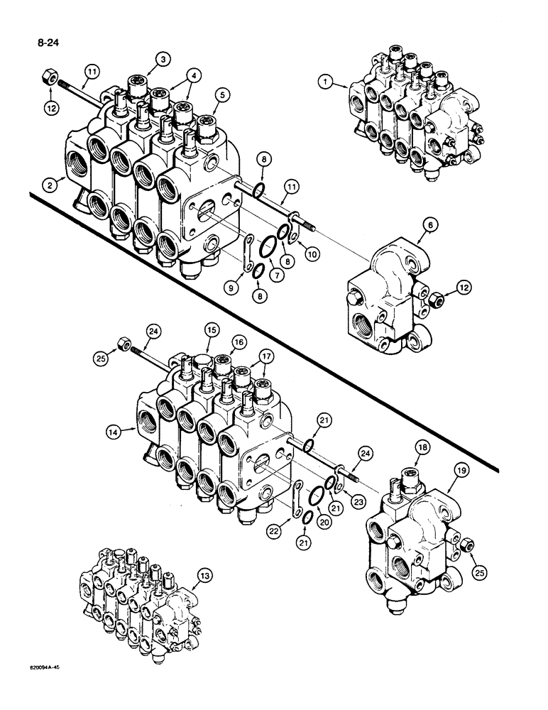 Схема запчастей Case 26D - (8-24) - BACKHOE CONTROL VALVES 