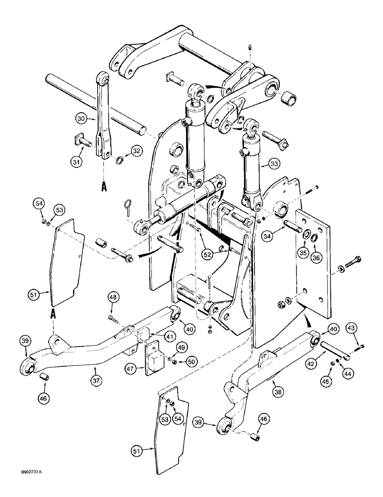 Схема запчастей Case 580SK - (9-076) - THREE-POINT HITCH, FRAME, DRAFT ARMS, LINKAGE AND CYLINDER (09) - CHASSIS/ATTACHMENTS