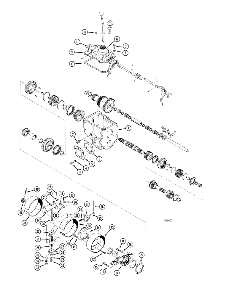 Схема запчастей Case 680CK - (080) - TRANSMISSION, CASE, COVERS AND PARKING BRAKE (21) - TRANSMISSION