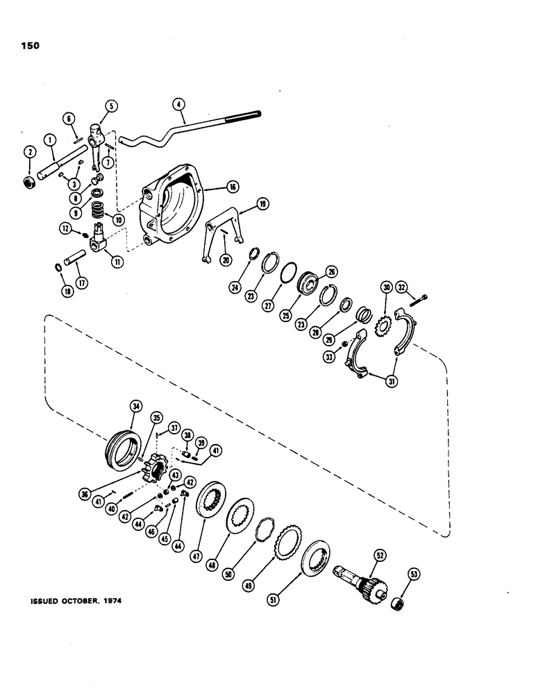 Схема запчастей Case 480B - (150) - P.T.O. CLUTCH AND LINKAGE 