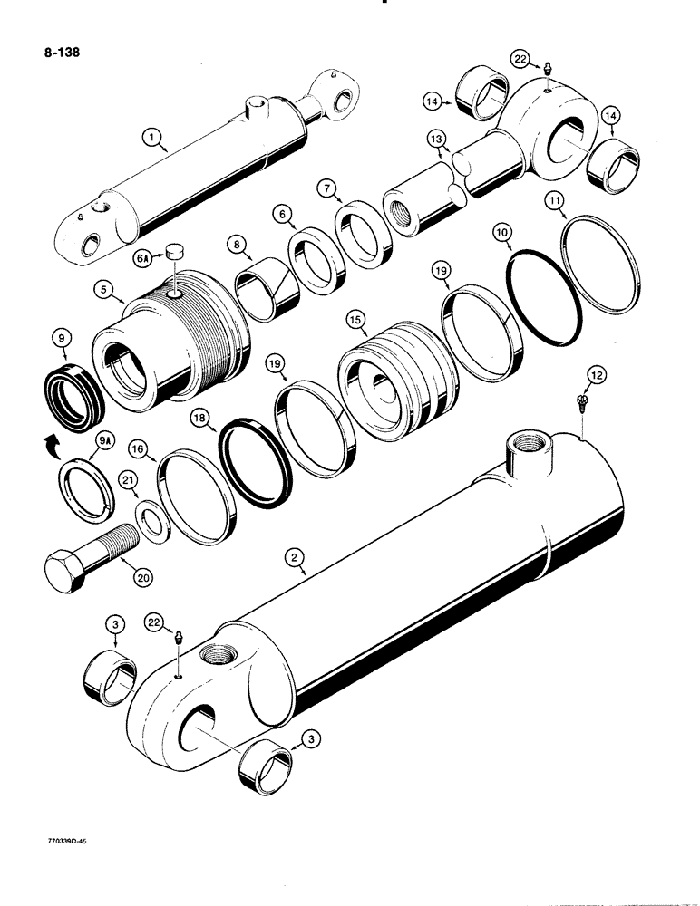 Схема запчастей Case 480E LL - (8-138) - G101189 THREE-POINT HITCH LIFT CYLINDER (08) - HYDRAULICS