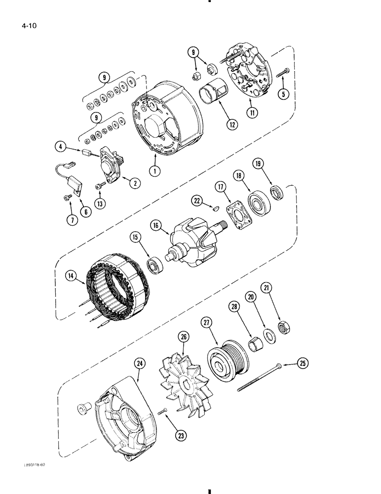 Схема запчастей Case 580K - (4-010) - ALTERNATOR (04) - ELECTRICAL SYSTEMS