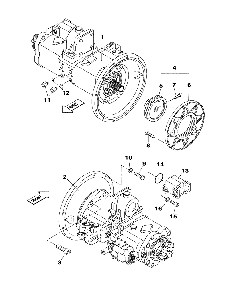 Схема запчастей Case CX350B - (08-09[02]) - HYDRAULIC PUMP - COUPLING - WITH AUXILIARY HYDRAULICS (08) - HYDRAULICS