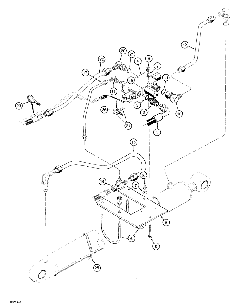 Схема запчастей Case 580SK - (8-058) - BACKHOE BOOM LOCK HYDRAULIC AND ELECTRICAL CIRCUIT, AT BOOM CYLINDER (08) - HYDRAULICS