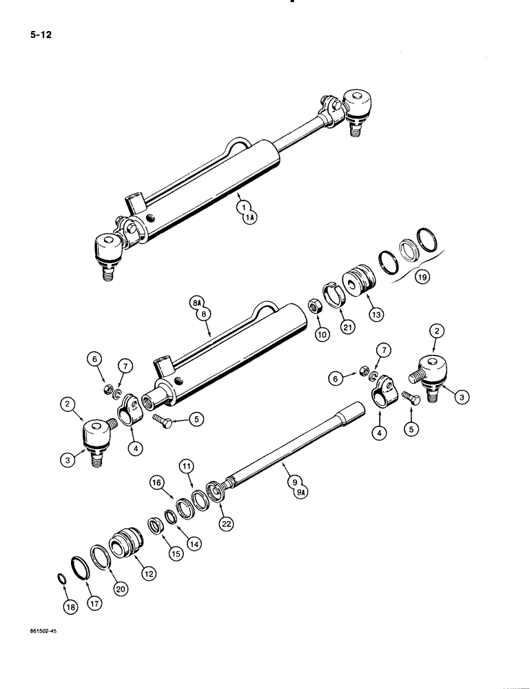 Схема запчастей Case 480E LL - (5-12) - STEERING CYLINDERS (05) - STEERING