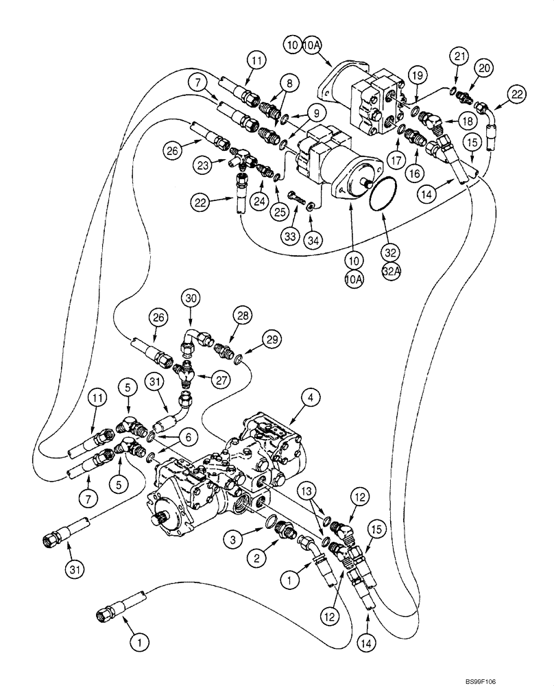 Схема запчастей Case 1845C - (06-07) - HYDROSTATIC - PUMP AND DRIVE MOTORS, - JAF0041367 (06) - POWER TRAIN