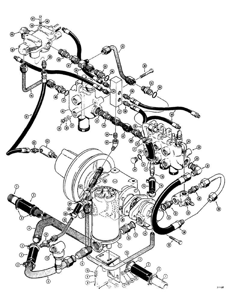 Схема запчастей Case 1700-SERIES - (148) - BASIC TRACTOR HYDRAULICS, USED BEFORE TRACTOR SERIAL NO. 9816912 (35) - HYDRAULIC SYSTEMS