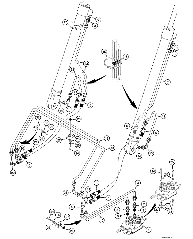 Схема запчастей Case 1845C - (08-02) - HYDRAULICS - LOADER LIFT, JAF0041140 - JAF0041367 (08) - HYDRAULICS