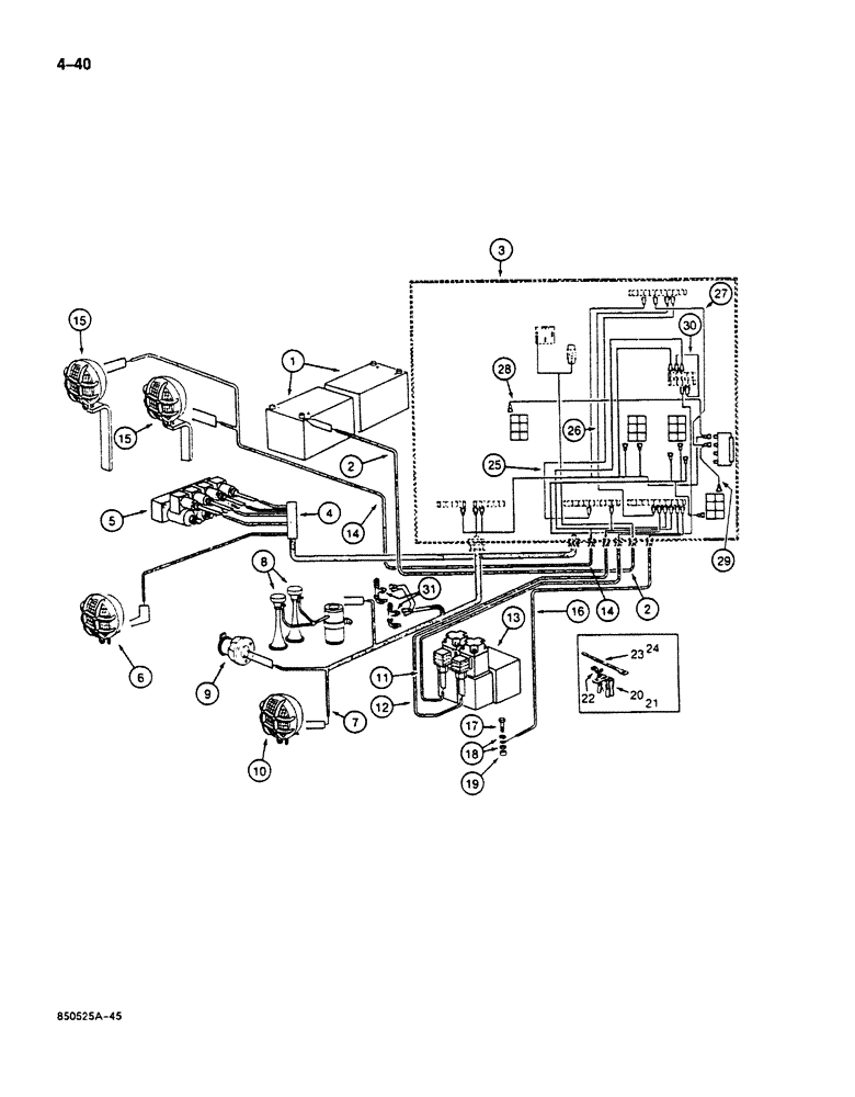 Схема запчастей Case 125B - (4-40) - TURNTABLE ELECTRICAL HARNESS, P.I.N. 74251 THROUGH 74403 (04) - ELECTRICAL SYSTEMS