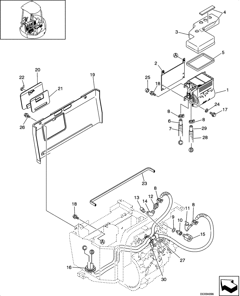 Схема запчастей Case CX25 - (09-43[00]) - HEATER UNIT - CANOPY (09) - CHASSIS/ATTACHMENTS