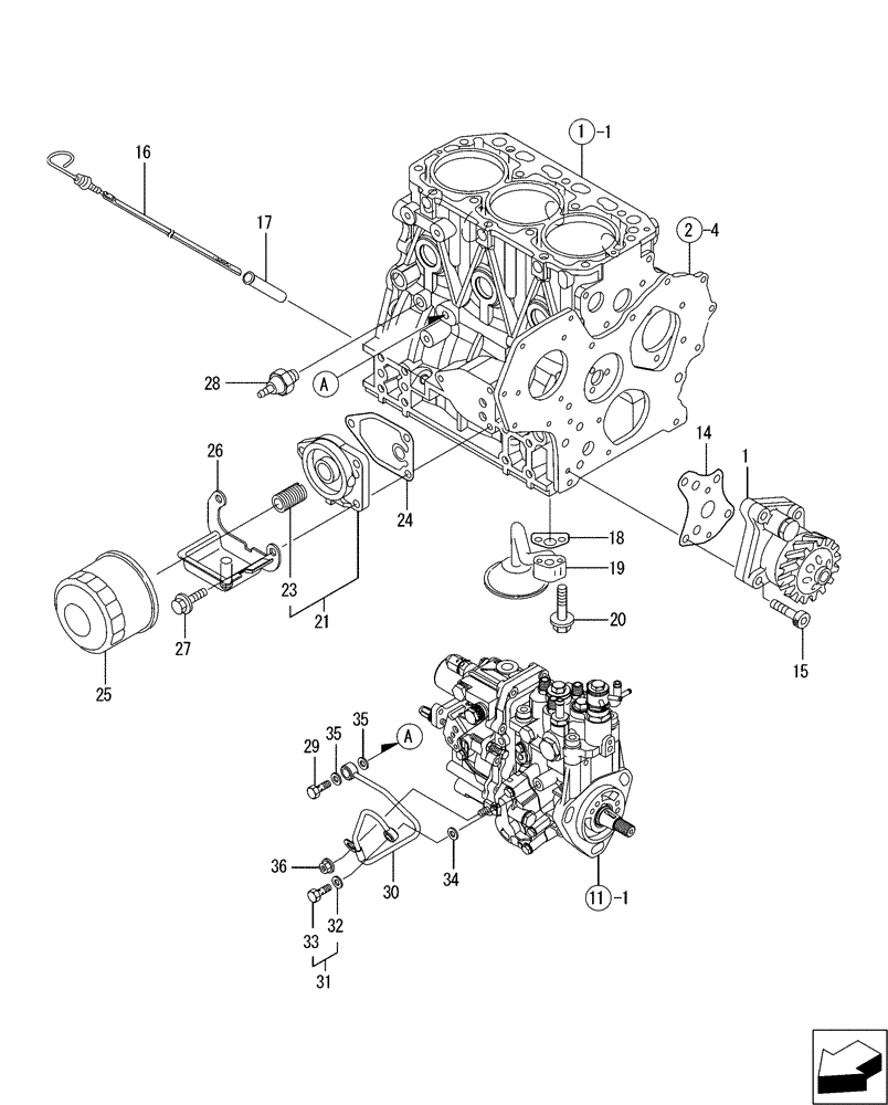 Схема запчастей Case CX36B - (08-009[00]) - LUB. OIL SYSTEM (10) - ENGINE