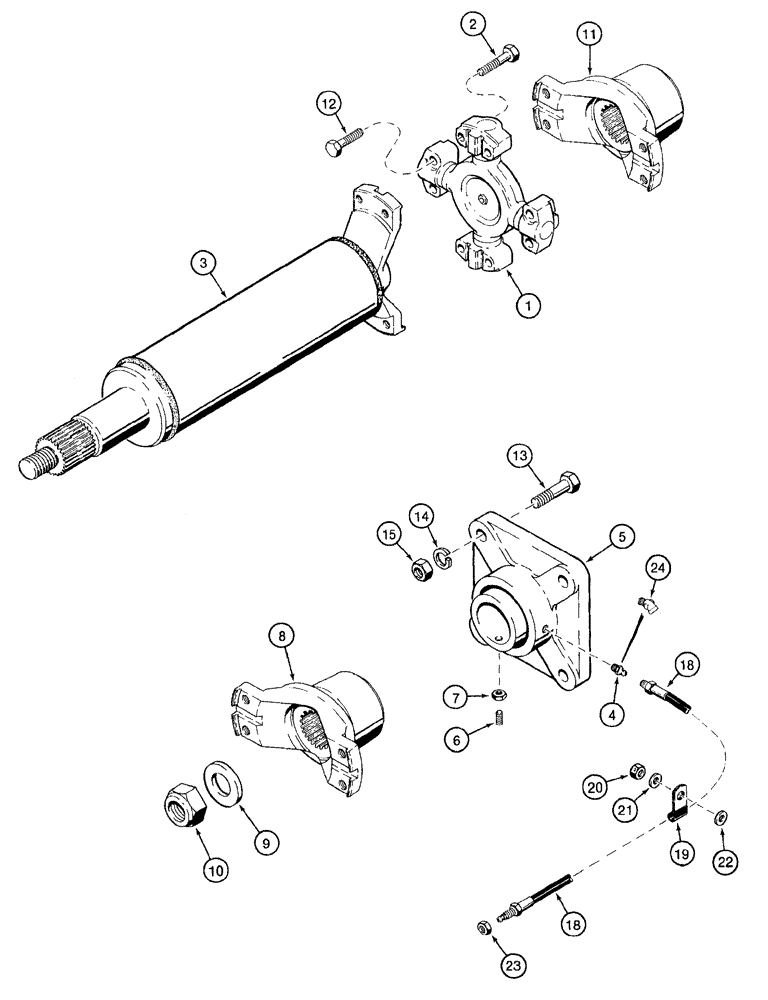 Схема запчастей Case 921B - (6-052) - FRONT DRIVE SHAFT AND SUPPORT BEARING (06) - POWER TRAIN