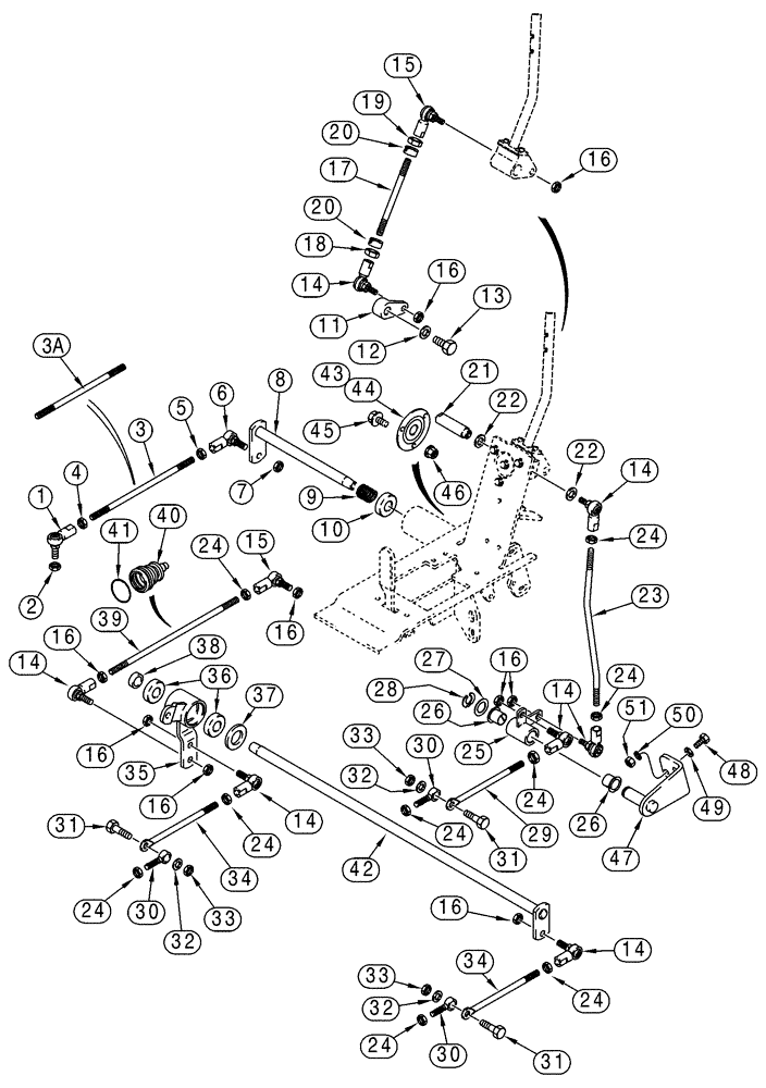 Схема запчастей Case 95XT - (09-19) - LINKAGE, LOADER & GROUND DRIVE, MODELS W/FOOT CONTROLS, R.H. (N.A. -JAF0311356 / EUROPE -JAF0274359) (09) - CHASSIS/ATTACHMENTS