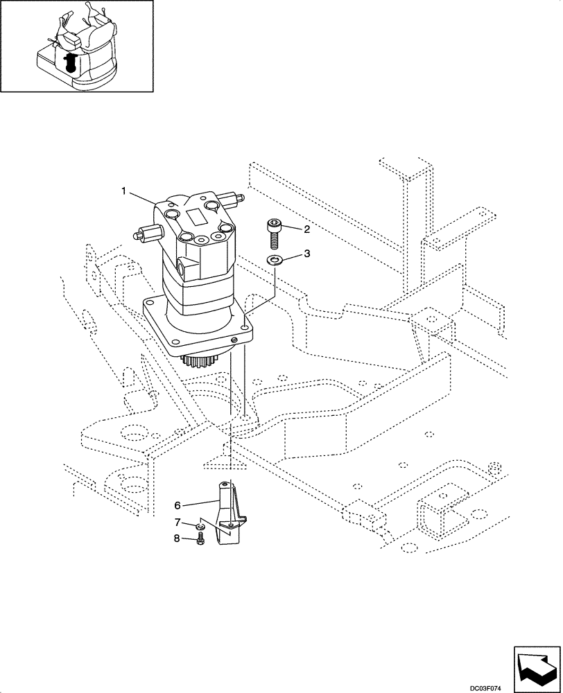 Схема запчастей Case CX14 - (08-15[00]) - MOUNTING - SWING MOTOR (08) - HYDRAULICS