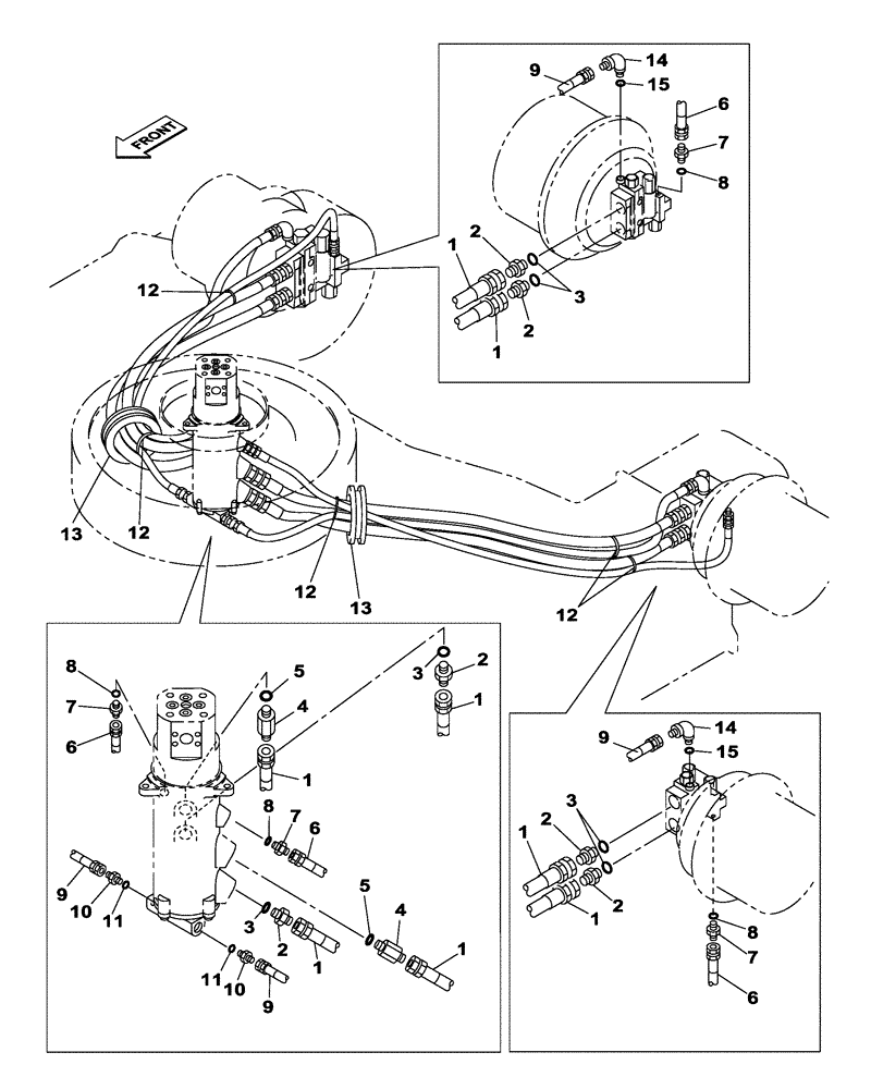 Схема запчастей Case CX470C - (07-001-00[01]) - HYDRAULIC CIRCUIT UNDERCARRIAGE - LC (07) - HYDRAULIC SYSTEM