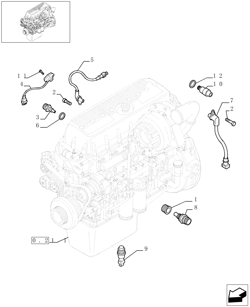 Схема запчастей Case F3AE0684E B002 - (0.17.1[01]) - MOTOR SENSORS (504037555) 