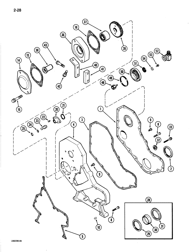 Схема запчастей Case 780C - (2-28) - FRONT GEAR COVER, 6T-590 ENGINE (02) - ENGINE