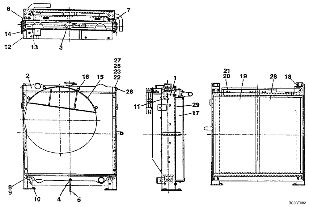 Схема запчастей Case CX135SR - (02-07) - RADIATOR ASSY (02) - ENGINE