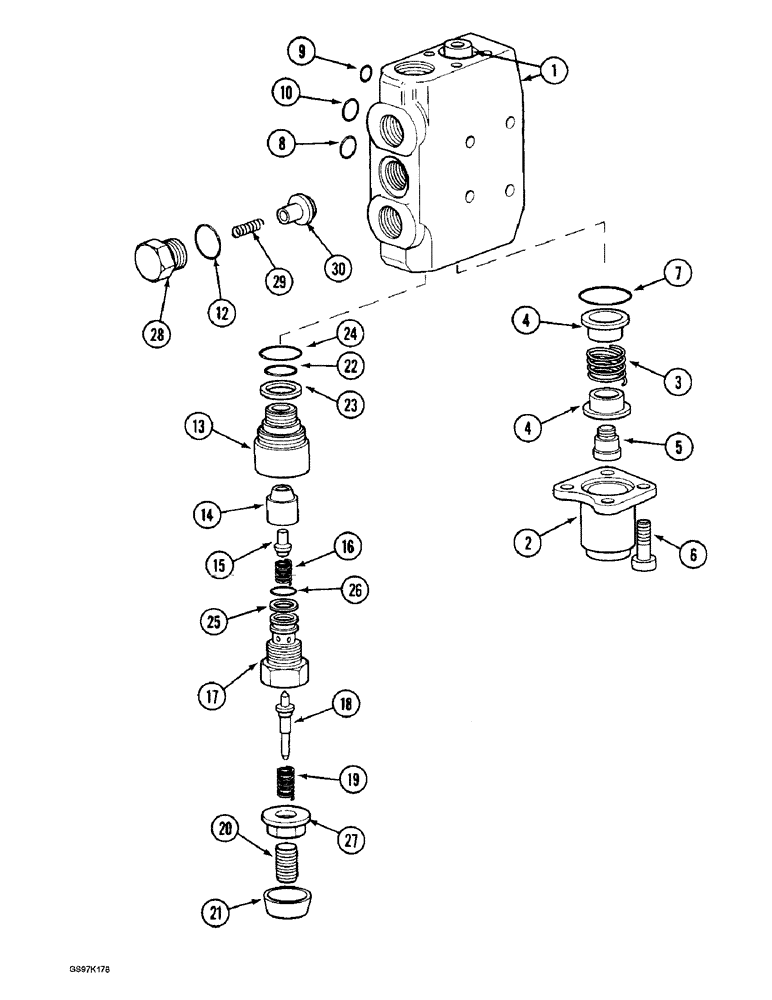 Схема запчастей Case 888 - (8F-16) - TURNTABLE LEVELER CONTROL VALVE, P.I.N. 106801 AND AFTER (08) - HYDRAULICS