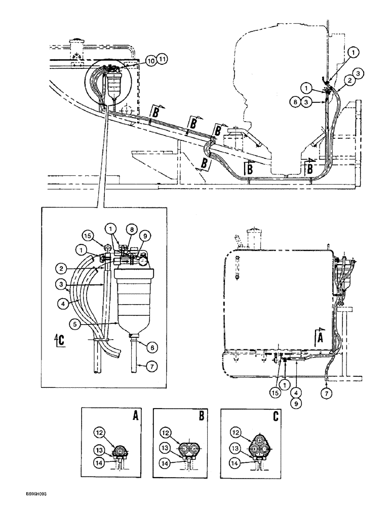 Схема запчастей Case 9060B - (3-04) - FUEL LINES (03) - FUEL SYSTEM