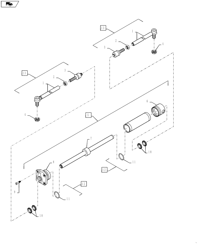 Схема запчастей Case 570NXT - (41.216.AB[01]) - STEERING CYLINDER, ASSY, 4WD (41) - STEERING