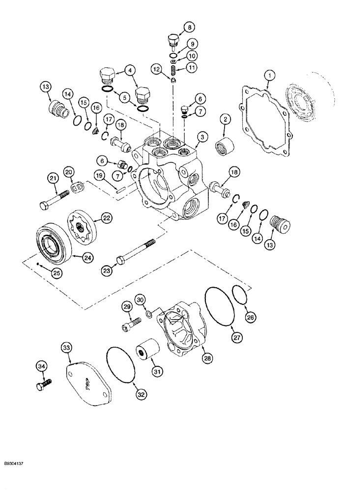 Схема запчастей Case MAXI-SNEAKER - (06-006) - GROUND DRIVE PUMP ASSEMBLY, END CAP, GEROTOR AND ADAPTING PARTS (06) - POWER TRAIN