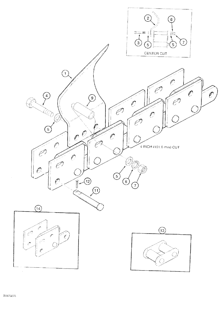 Схема запчастей Case 60 - (09-022) - DIGGING TEETH AND CHAIN, HEAVY DUTY 165 DIGGING CHAIN (38,000 LBS.), 4 INCH DIGGING WIDTH 