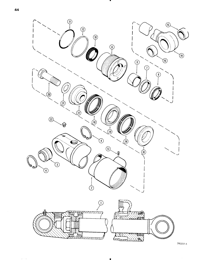 Схема запчастей Case 35 - (044) - G34470 AND G34471 STABILIZER CYLINDERS, WITH TWO PIECE 