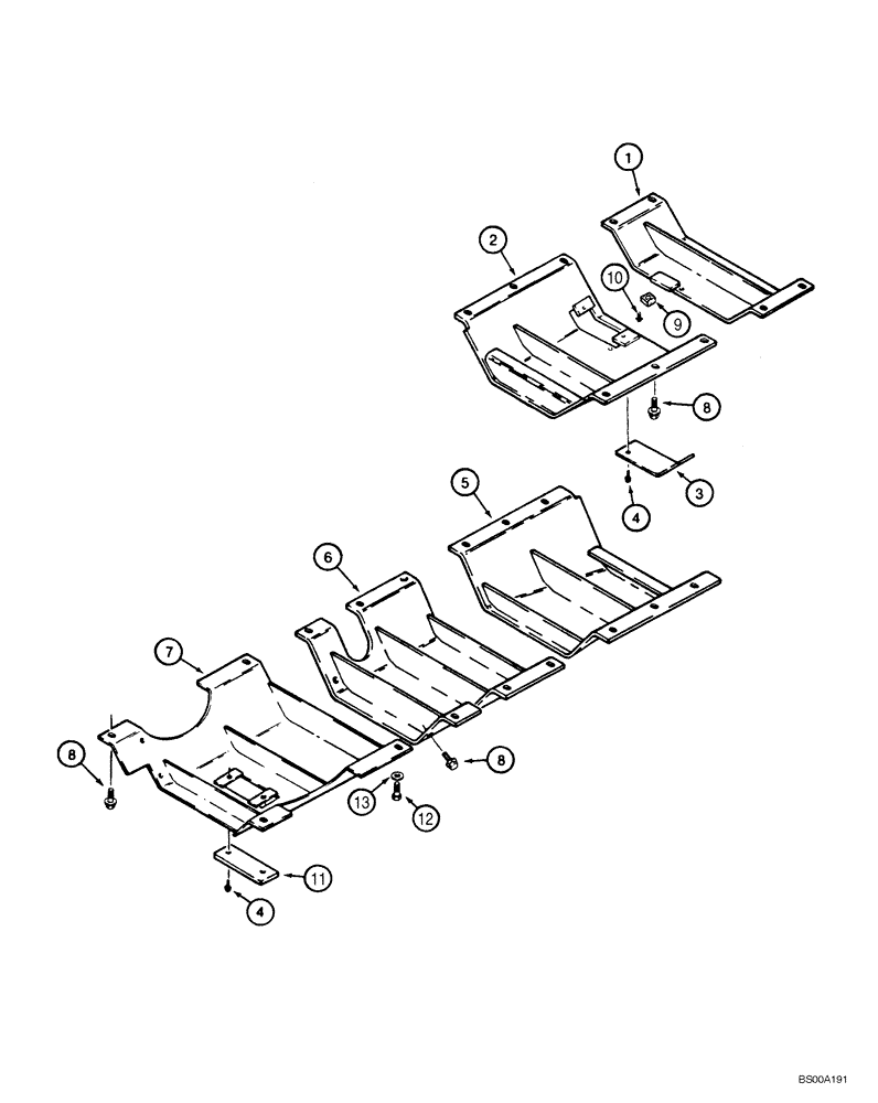 Схема запчастей Case 1150H_IND - (09-10) - SHIELDS, UNDERCARRIAGE (09) - CHASSIS/ATTACHMENTS