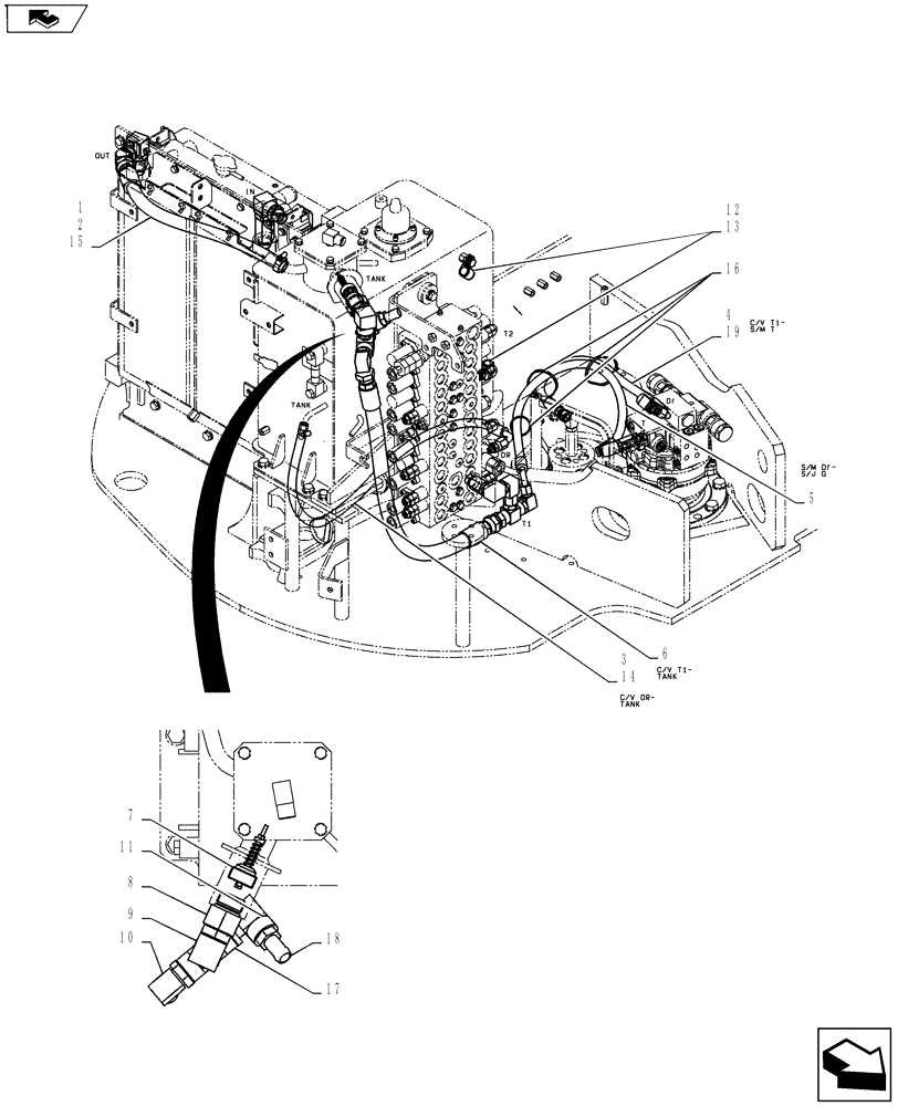 Схема запчастей Case CX55BMSR - (01-029[01]) - HYD LINES, RETURN (35) - HYDRAULIC SYSTEMS