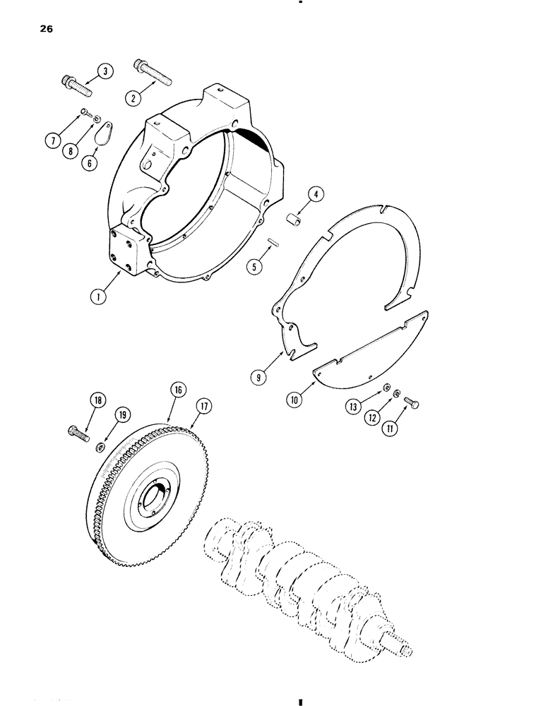 Схема запчастей Case W11 - (026) - FLYWHEEL HOUSING, 207 DIESEL ENGINE (02) - ENGINE