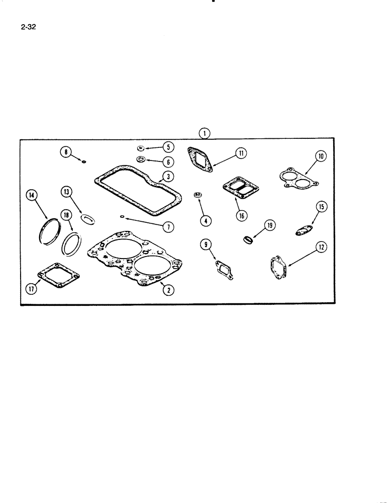 Схема запчастей Case W20C - (2-32) - ENGINE GASKET KITS, 504BD AND 504BDT ENGINE, VALVE GRIND KIT (02) - ENGINE