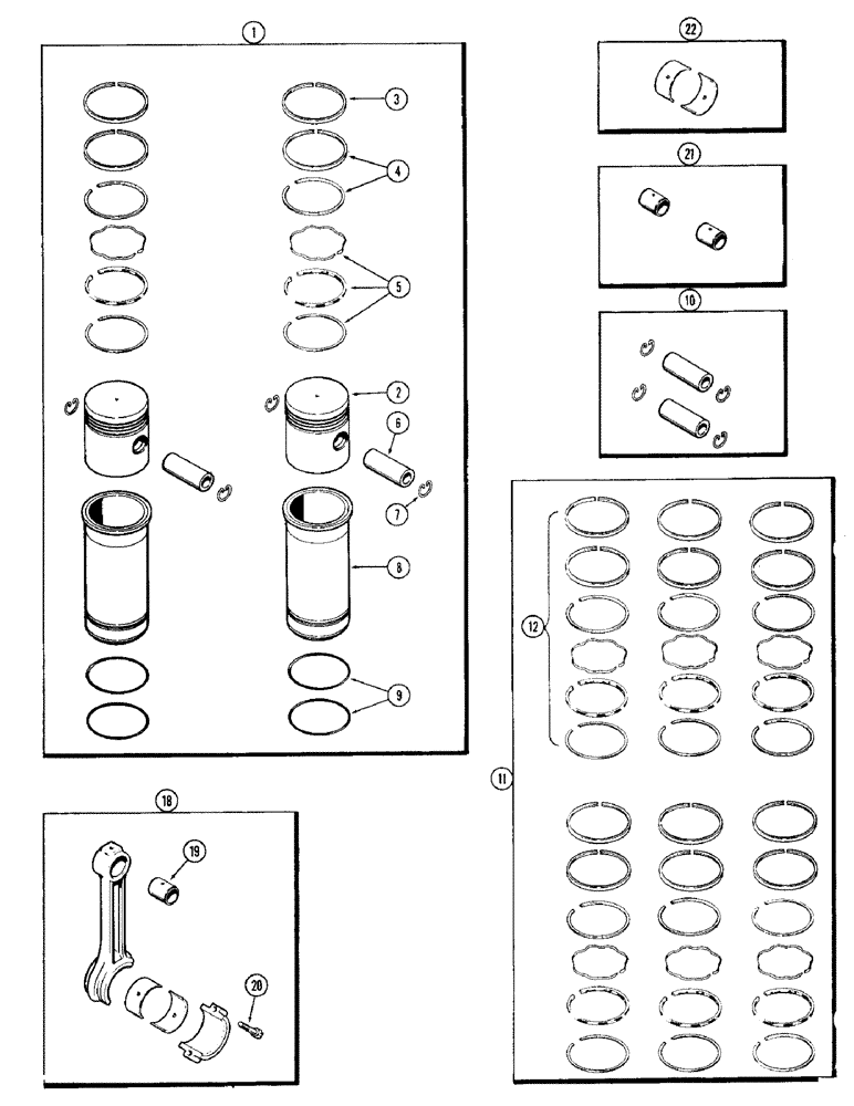 Схема запчастей Case W9C - (040) - PISTON ASSEMBLY AND CONNECTING RODS, (377) SPARK IGNITION ENGINE (02) - ENGINE