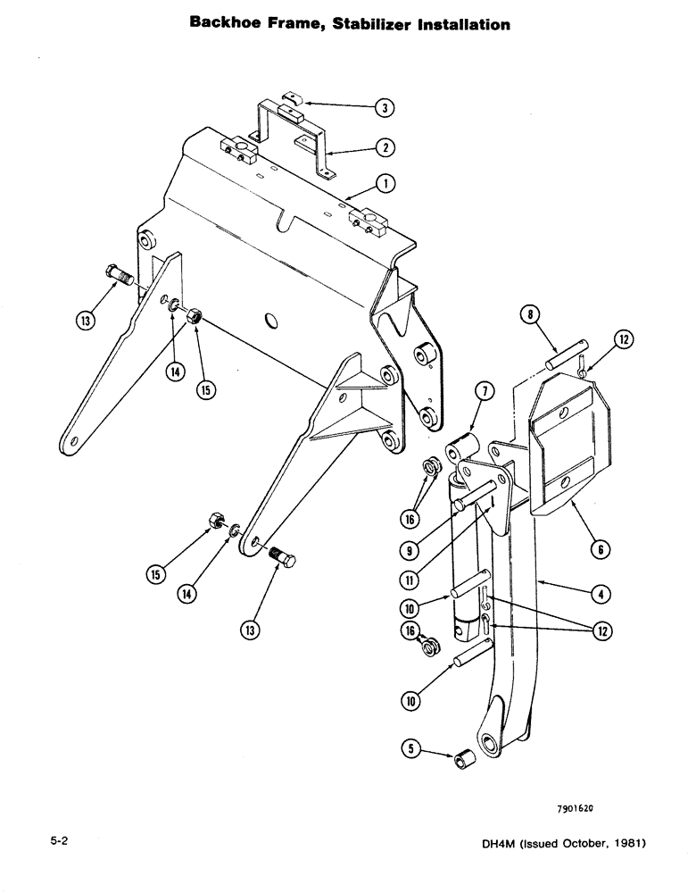 Схема запчастей Case DH4 - (5-02) - BACKHOE FRAME, STABILIZER INSTALLATION (84) - BOOMS, DIPPERS & BUCKETS