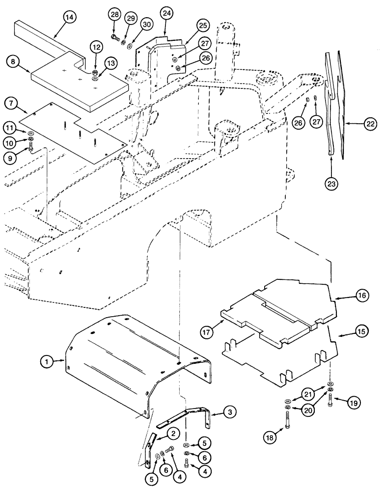 Схема запчастей Case 621C - (09-013) - INSULATION REAR CHASSIS, EUROPE ONLY (09) - CHASSIS