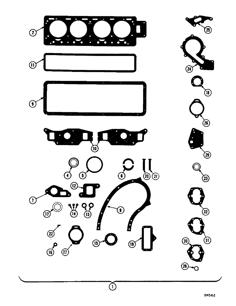 Схема запчастей Case 1000 - (014) - SERVICE GASKET SETS (01) - ENGINE