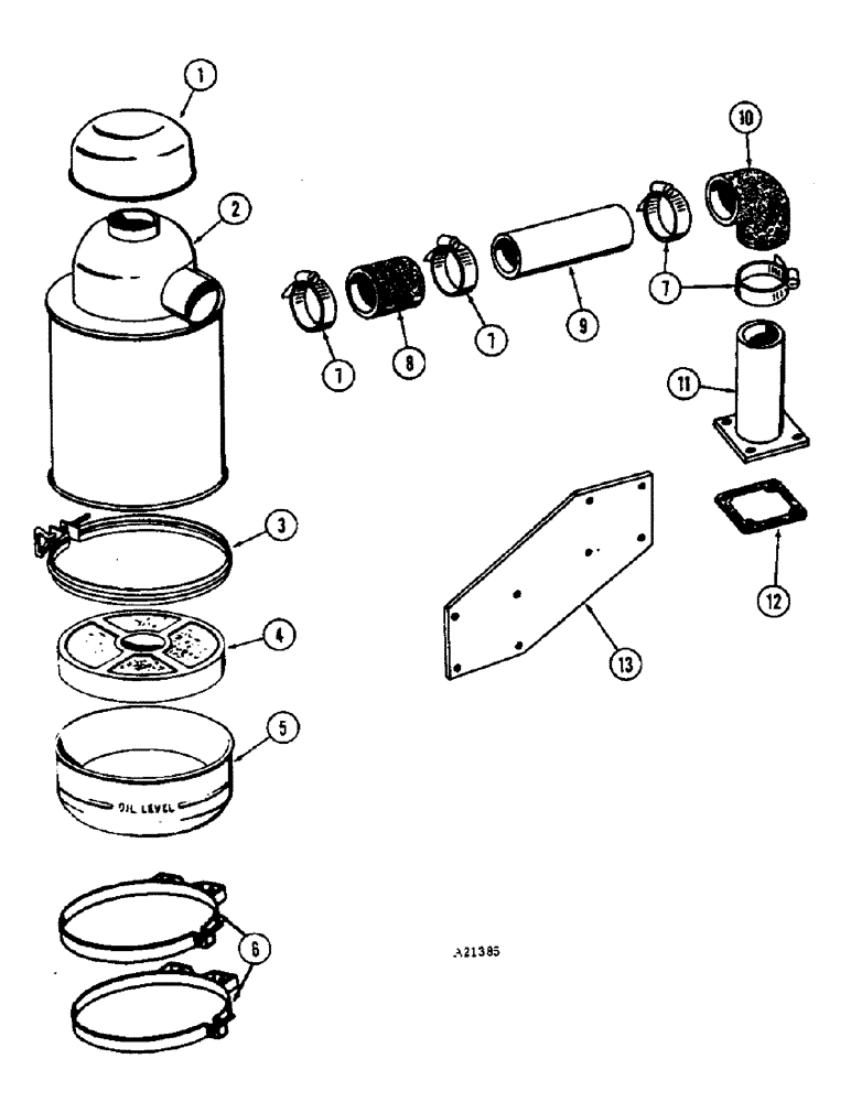 Схема запчастей Case W7E - (094) - OIL BATH AIR CLEANER, DIESEL ENGINE (02) - ENGINE