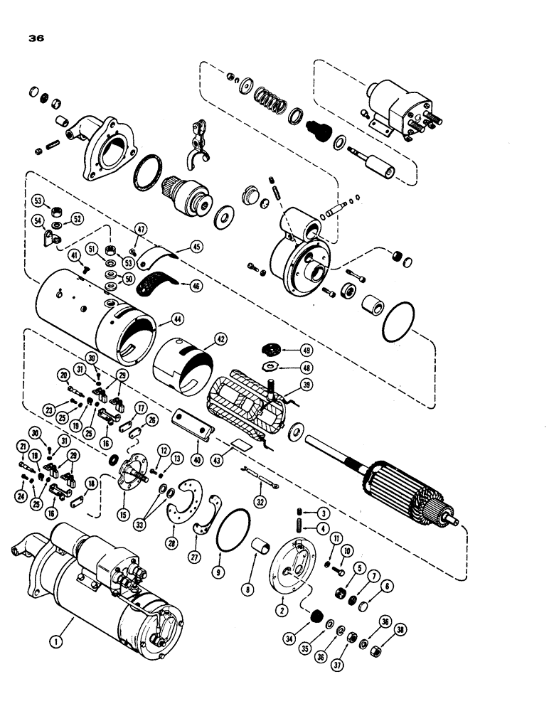 Схема запчастей Case W24 - (036) - D42964 STARTER, (504B) DIESEL ENGINE (04) - ELECTRICAL SYSTEMS